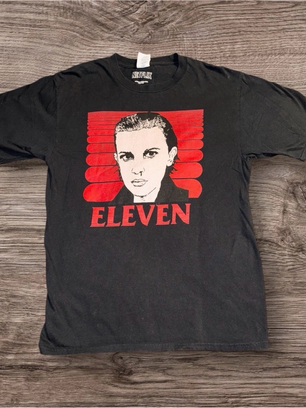 Stranger Things Eleven Graphic Tee Mens Medium Black Netflix Official Merch